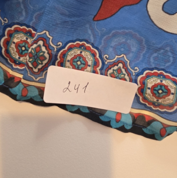 FARM Rio Anika Tiles Blue Maxi Dress Gown Long Sleeve V-Neck - Picture 14 of 14